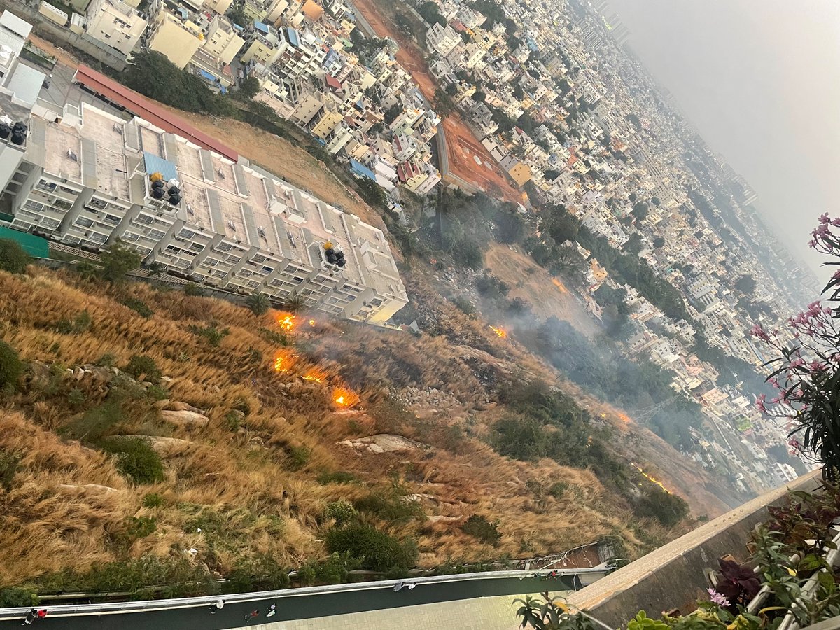 Asingh1504's tweet photo. Ittamadu hill has been burning since 2 hours, slowly spreading. No response by the city or fire department! Pathetic @BlrCityPolice @CPBlr @CMofKarnataka https://t.co/2k5pugZ0Wf