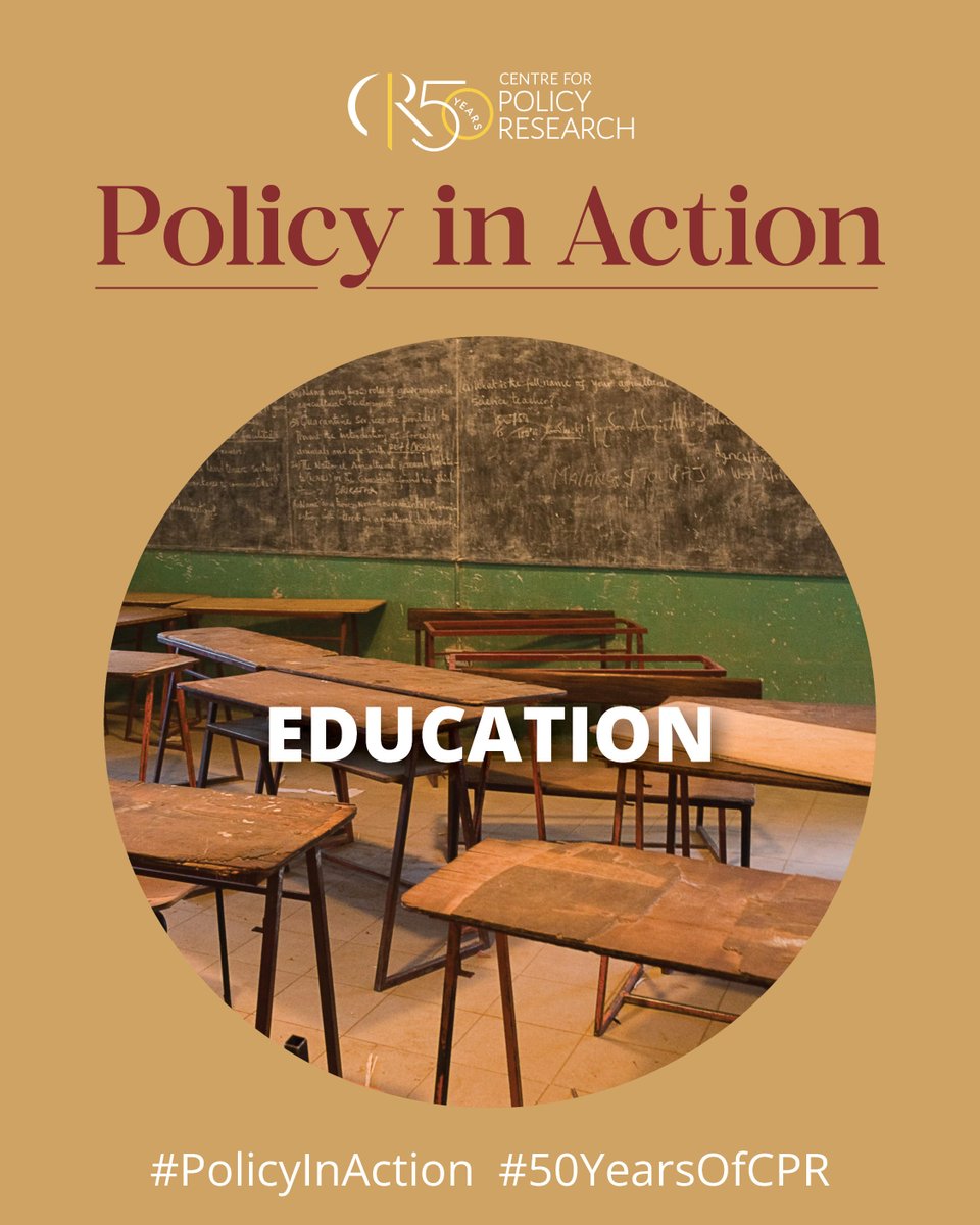 CPR_India's tweet photo. Our research on Education has centred on governance & reforms, focusing on improving learning outcomes.
Here's a snapshot of our work on Education over the years: https://t.co/pxhBKGdMjj
#50yearsofCPR #PolicyinAction https://t.co/JLG8MfYSYb
