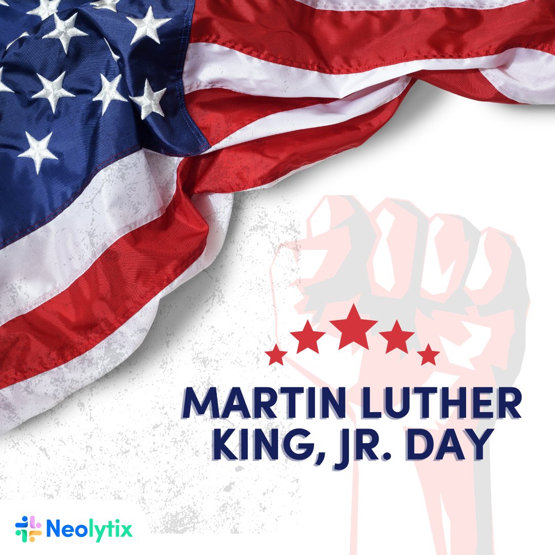 Neolytix's tweet photo. Celebrating a dream that changed the world. Happy Martin Luther King Jr. Day! 🌟 #MLKDay #RememberingMLK #Neolytix https://t.co/wVmsdH1Fvj