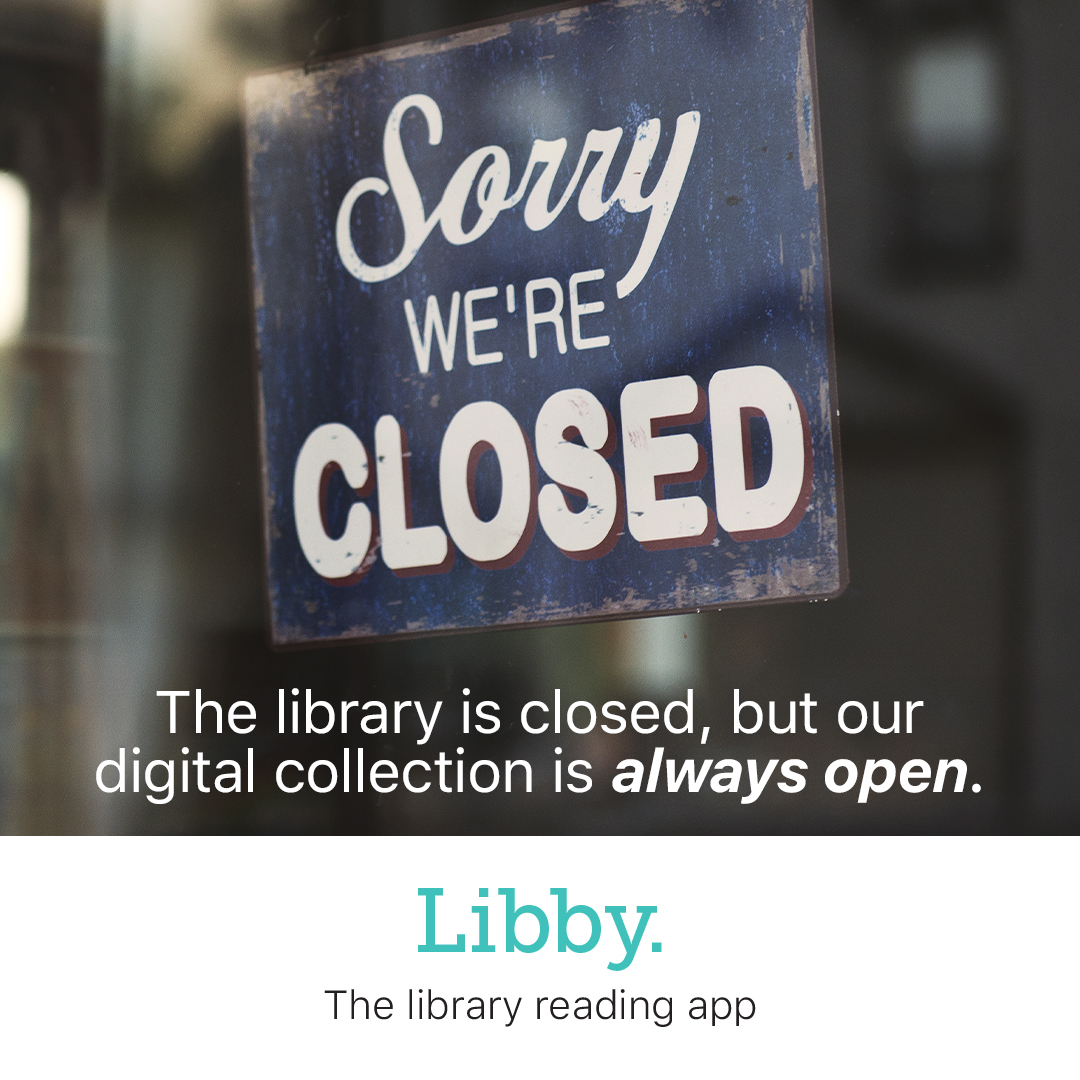 MgtnLibrary's tweet photo. The Morgantown Public Library System is closed today (1/15) for Martin Luther King, Jr. Day. 

Our digital library is open 24/7! Explore and enjoy our collection of ebooks, audiobooks, music, movies, and more: https://t.co/DZwM2OAGU0 https://t.co/MI7quA5VAa