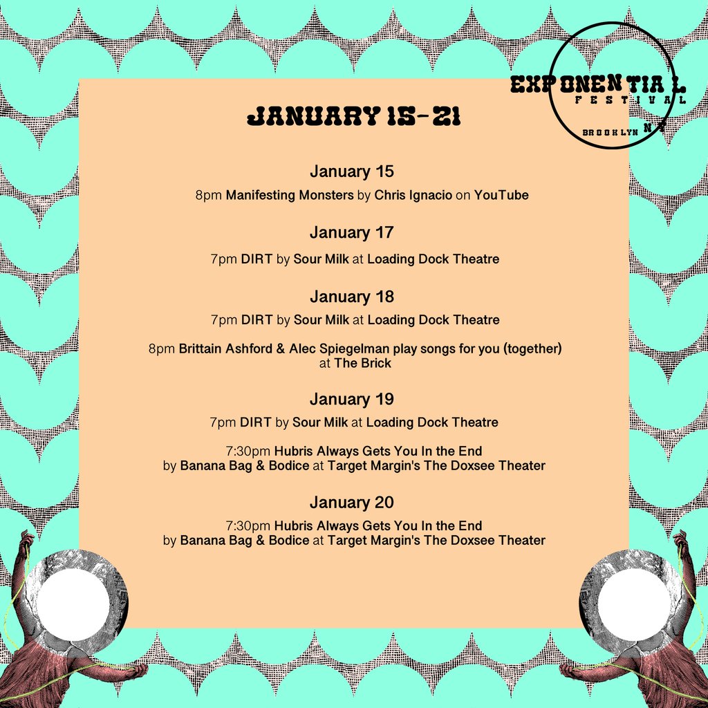 exponentialfest's tweet photo. THIS WEEK at the Exponential Festival! 🎉
@bananabagandbodice @brittainashford @AlecSpiegelman
#exponentialfestival #takeroot #theater #theatre #dance #arts #show #performingarts #acting #artists #abstract #artsy #art #culture #nyc #thingstodoinnyc #newyork #brooklyn https://t.co/VJOt0CaDRo