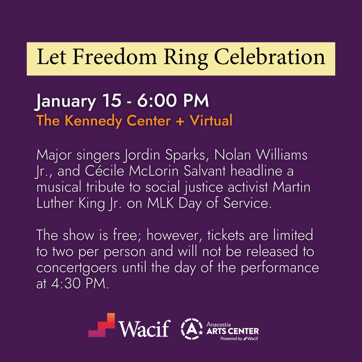 This #MLKDay, we reflect on the life and legacy of Dr. Martin Luther King Jr. and honor his longstanding commitment to advancing racial equity and civil rights. Check out some of the free events we've highlighted happening in the DC Area! #DrMartinLutherKingJr #MLK