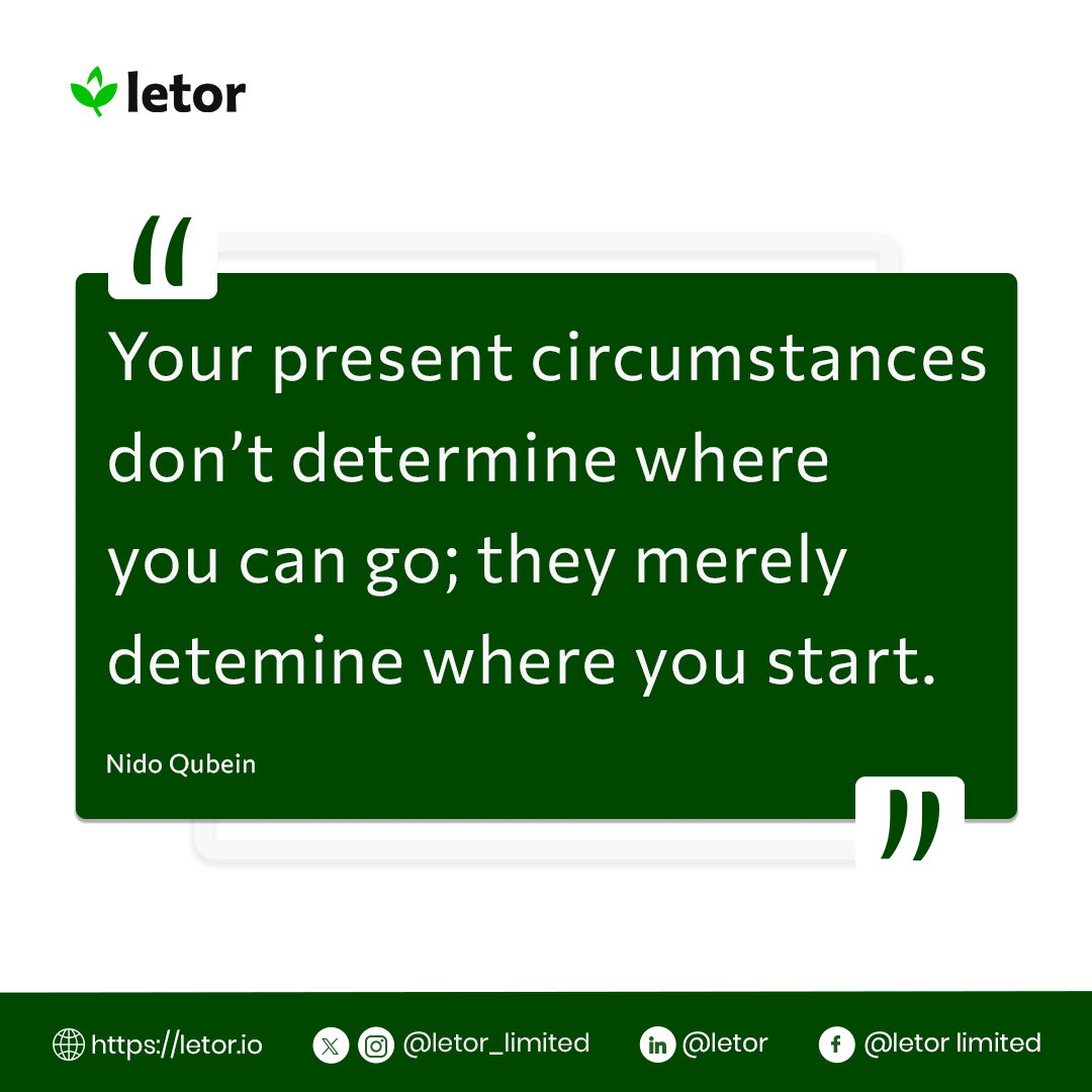 Letor_limited's tweet photo. Embrace the journey! 

Your current situation is just the starting point, not the destination. 

With determination and resilience, every step forward propels you closer to your goals. 

Happy New Week 💚.

#letor
#supplychainsolutions https://t.co/LXHwQSNvSL