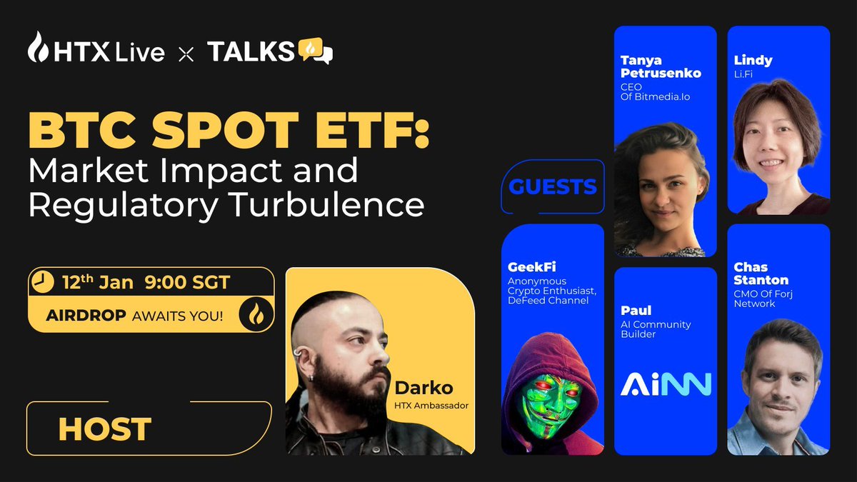 📺 BitMedia's CEO <a href="/TanyaPetrusenko/">Tanya Petrusenko</a> on <a href="/Crypto_Tonight/">Crypto Tonight</a>'s <a href="/YouTube/">YouTube</a> &amp; <a href="/HTX_Global/">HTX</a> 

With Darko, <a href="/GeekFi_crypto/">GeekFi</a> &amp; <a href="/Lindyhan/">lindyhan</a>, they analyze #BitcoinETF, discussing #cryptomarket impact, regulatory intricacies &amp; future investment trends 🔮

Watch the full discussion 👇