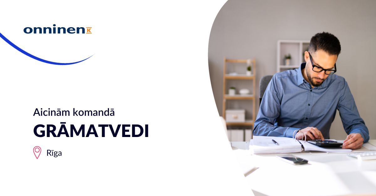 cvlv's tweet photo. Onninen aicina komandā GRĀMATVEDI! Ja Tev ir zināšanas un pieredze darbā ar grāmatvedības programmu SAP, kā arī vismaz 3 gadu pieredze grāmatveža amatā, piesakies vakancei te: https://t.co/qoC3z2X0eT https://t.co/mxZtGsvMrL