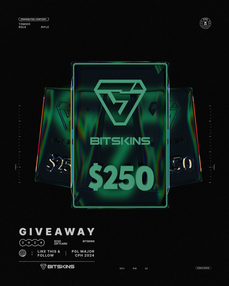 🚨🚨 Thanks to BitSkins I have the opportunity to organize a $250 GiftCard giveaway for you. To enter: - Follow @tomikoo12, @9INEGG, @BitSkinsCom - Like and Retweet this post. The winner will be randomly chosen on January 29th. Good luck!
