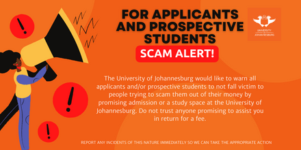 Be Careful ALL STUDENTS! (a thread)

If you encounter any such suspicious activity, please report the incident to the UJ ethics hotline at uj@tip-offs.com