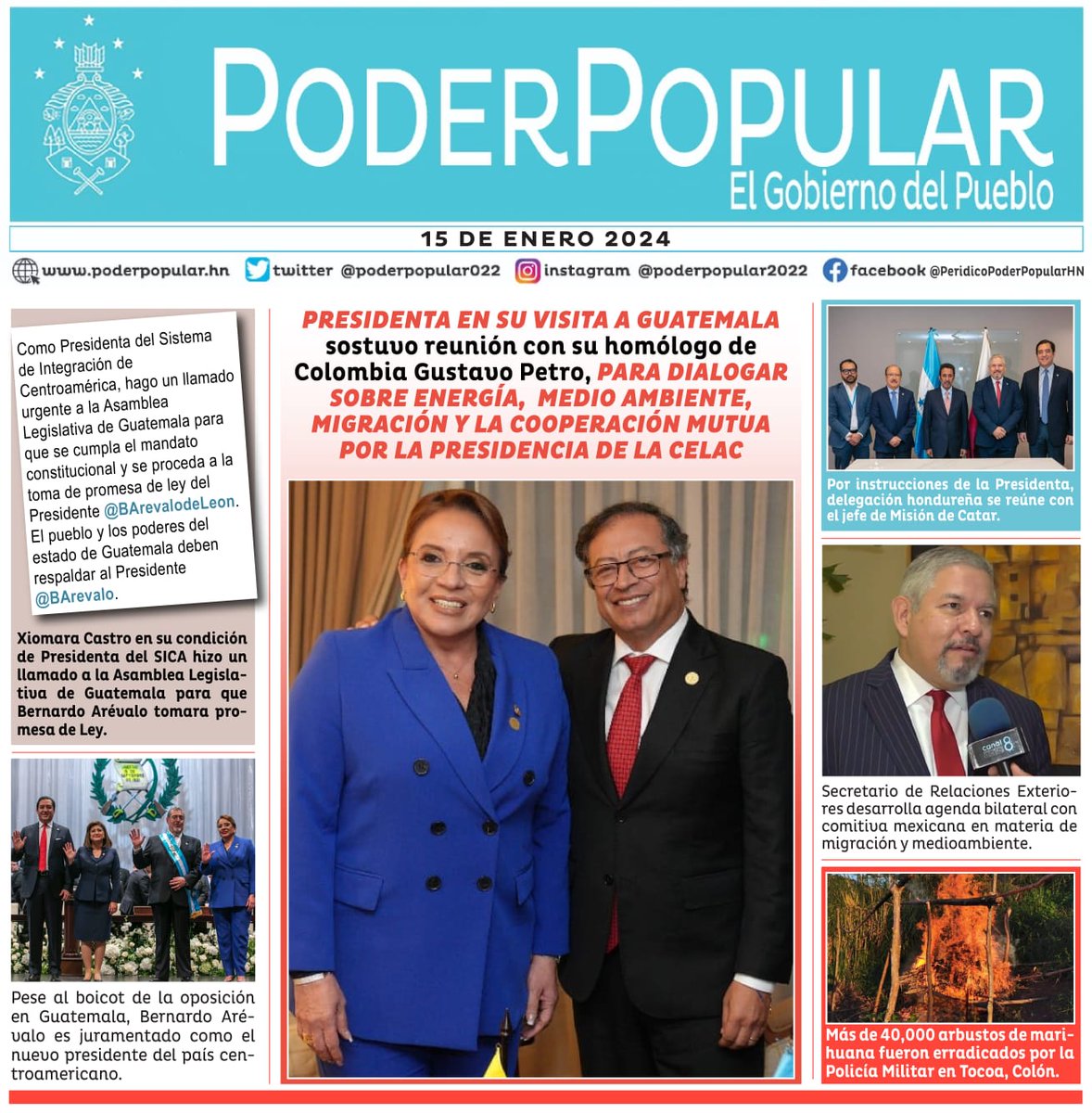 PPoderPopularHN's tweet photo. ☀️¡Buenos días!
Les compartimos #LaPortadaDelDía lunes 15 de enero de 2024.

Manténgase informado con las noticias más destacadas del #GobiernoDelPueblo #Noticias #Portada aquí 👇
https://t.co/rR3wlA8k9u https://t.co/erVQdFW35D