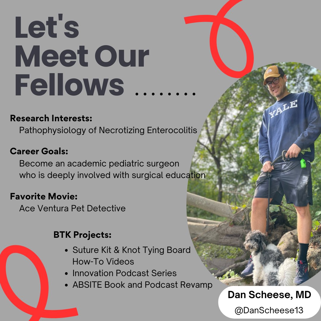 BehindTheKnife (@behindtheknife) on Twitter photo Did you know Behind the Knife has a Surgical Education Fellowship?
<a href="/DanScheese13/">Daniel Scheese</a> is one of our beloved fellows. Trust us when we say he is CRUSHING it! He is an #ABSITE wizard & leader of our #INNOVATION series. Pediatric surgery fellowships 👀 👇 Did you know Behind the Knife has a Surgical Education Fellowship?
<a href="/DanScheese13/">Daniel Scheese</a> is one of our beloved fellows. Trust us when we say he is CRUSHING it! He is an #ABSITE wizard & leader of our #INNOVATION series. Pediatric surgery fellowships 👀 👇