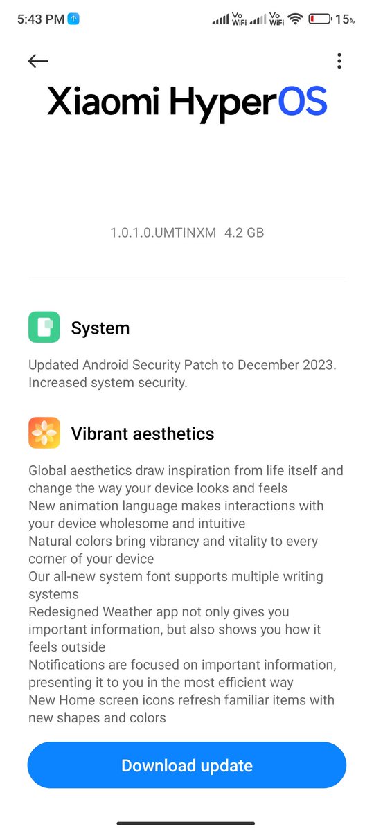 NomaanMalik08's tweet photo. #XiaomiHyperOS Update Received for #RedmiNote124G.
@XiaomiHyperOSIN
@RedmiIndia @XiaomiIndia https://t.co/ePSKK7xi1O