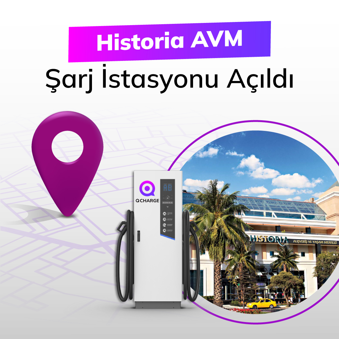 Historia AVM şarj istasyonumuz açıldı. ⚡️

Türkiye’yi Q Charge ile donatmaya devam ediyoruz. 🔋

#TemizEnerji #Elektrik #İstasyon #Şarj