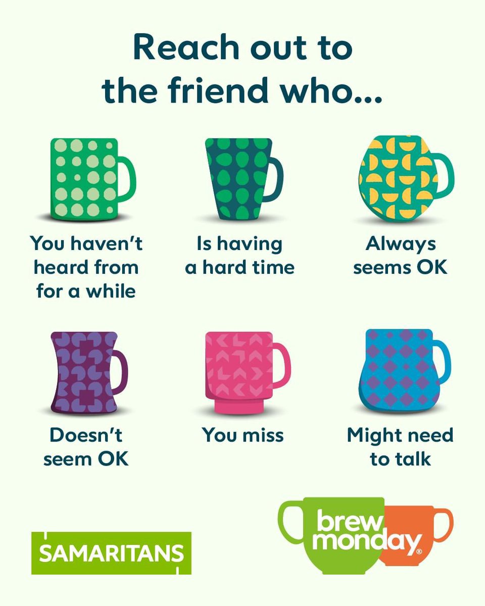 Get involved in #BrewMonday and reach out over a cuppa! 💚☕️