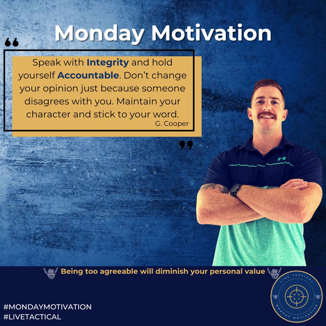 _CooperGreg's tweet image. Speak with Integrity

#mondaymotivation #livetactical #impact #MenTELLHealth #yyc #yxe #mentalhealth #mentaltoughness #mindfulness #happiness #successcriteria #leadership #masculinity #followthrough #judo #judowayoflife