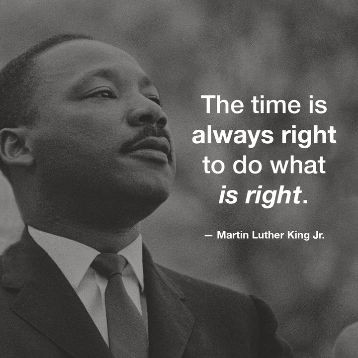 Mel Ponder (@mel_ponder) on Twitter photo Honoring the life and legacy of Dr. Martin Luther King Jr.
โThe time is always right to do what is right.โ
- Martin Luther King Jr. Honoring the life and legacy of Dr. Martin Luther King Jr.
โThe time is always right to do what is right.โ
- Martin Luther King Jr.