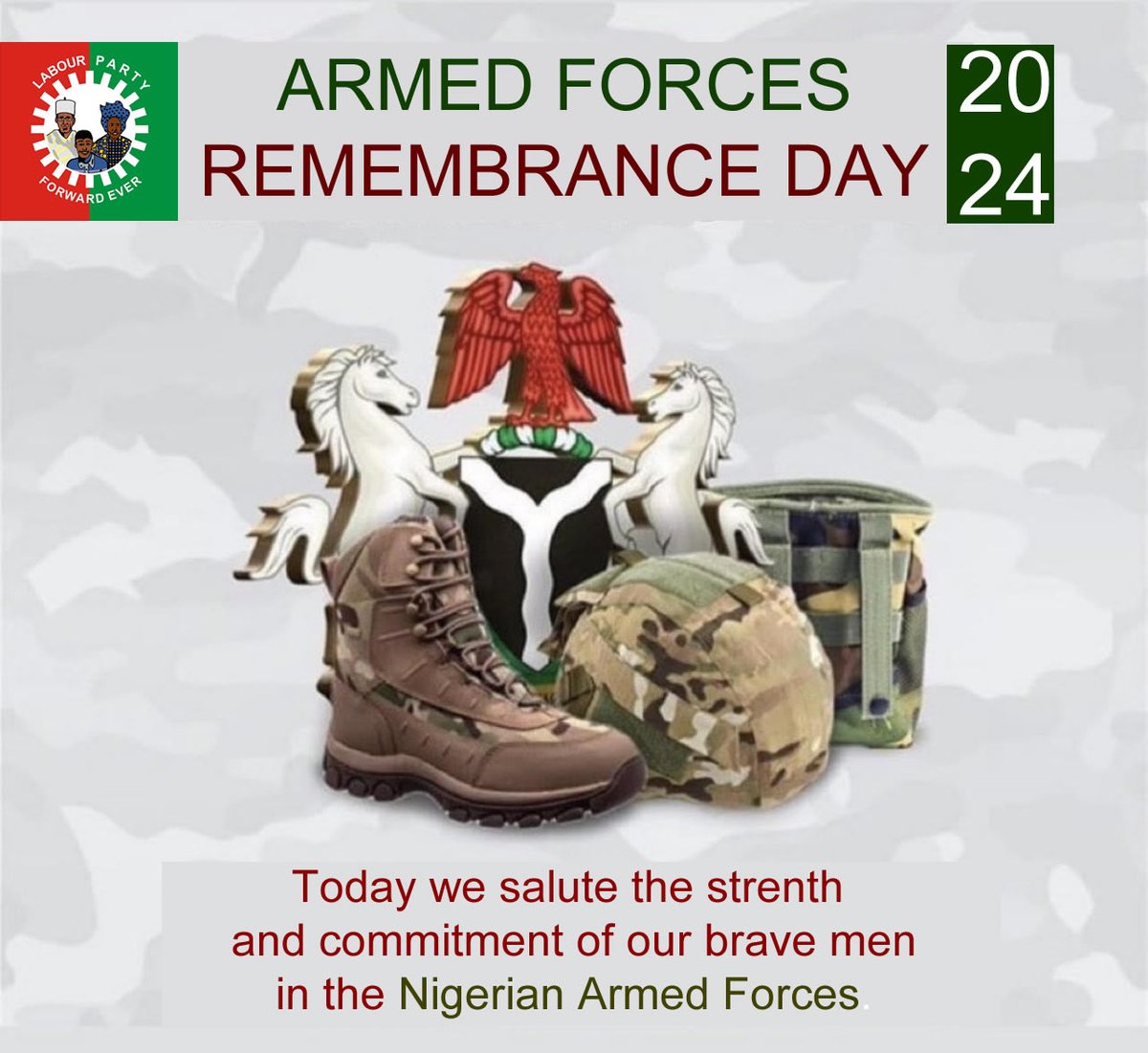 Today as Nigerians celebrate our great men who have paid the supreme sacrifice by their strength, commitment and bravery to hold our flag high. Labour Party remember, salute and honor you all.