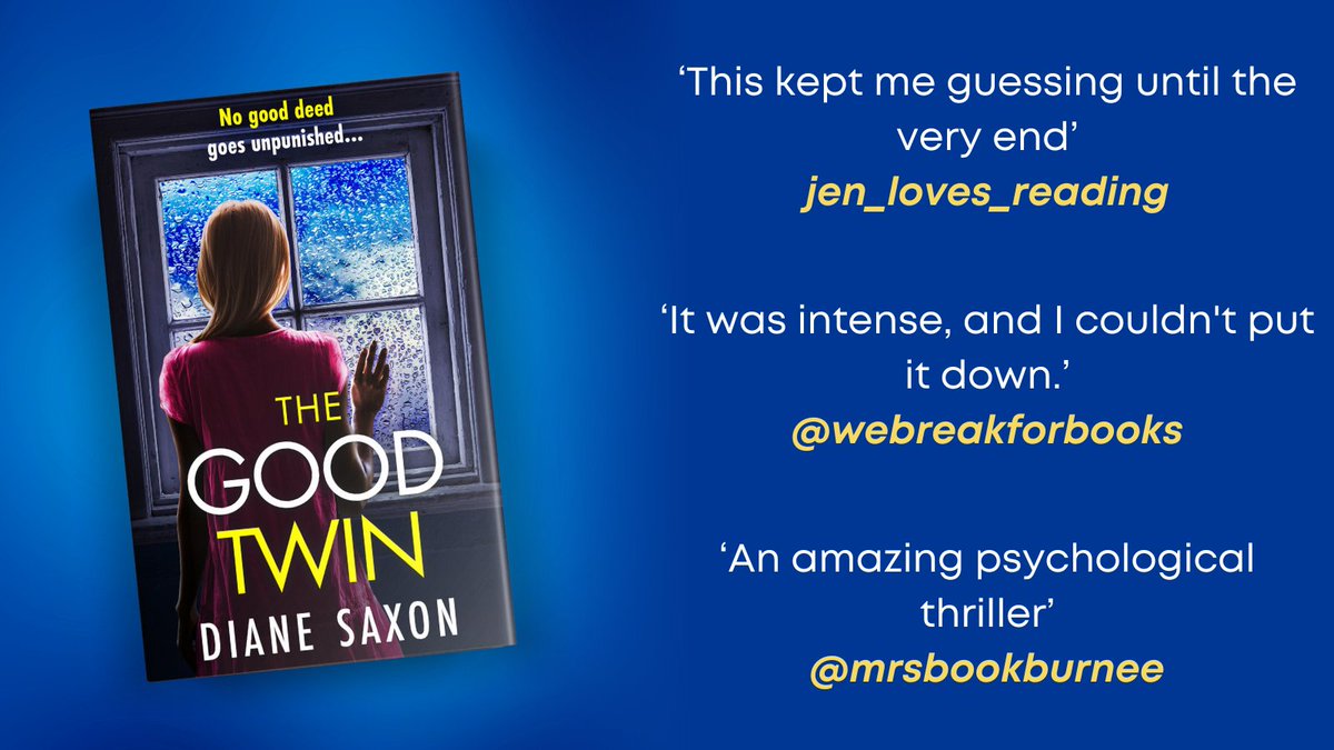 Thank you to jen_loves_reading, webreakforbooks and @mrsbookburnee for their recent reviews on #TheGoodTwin by @Diane_Saxon #blogtour. Buy now ➡️ mybook.to/goodtwinsocial