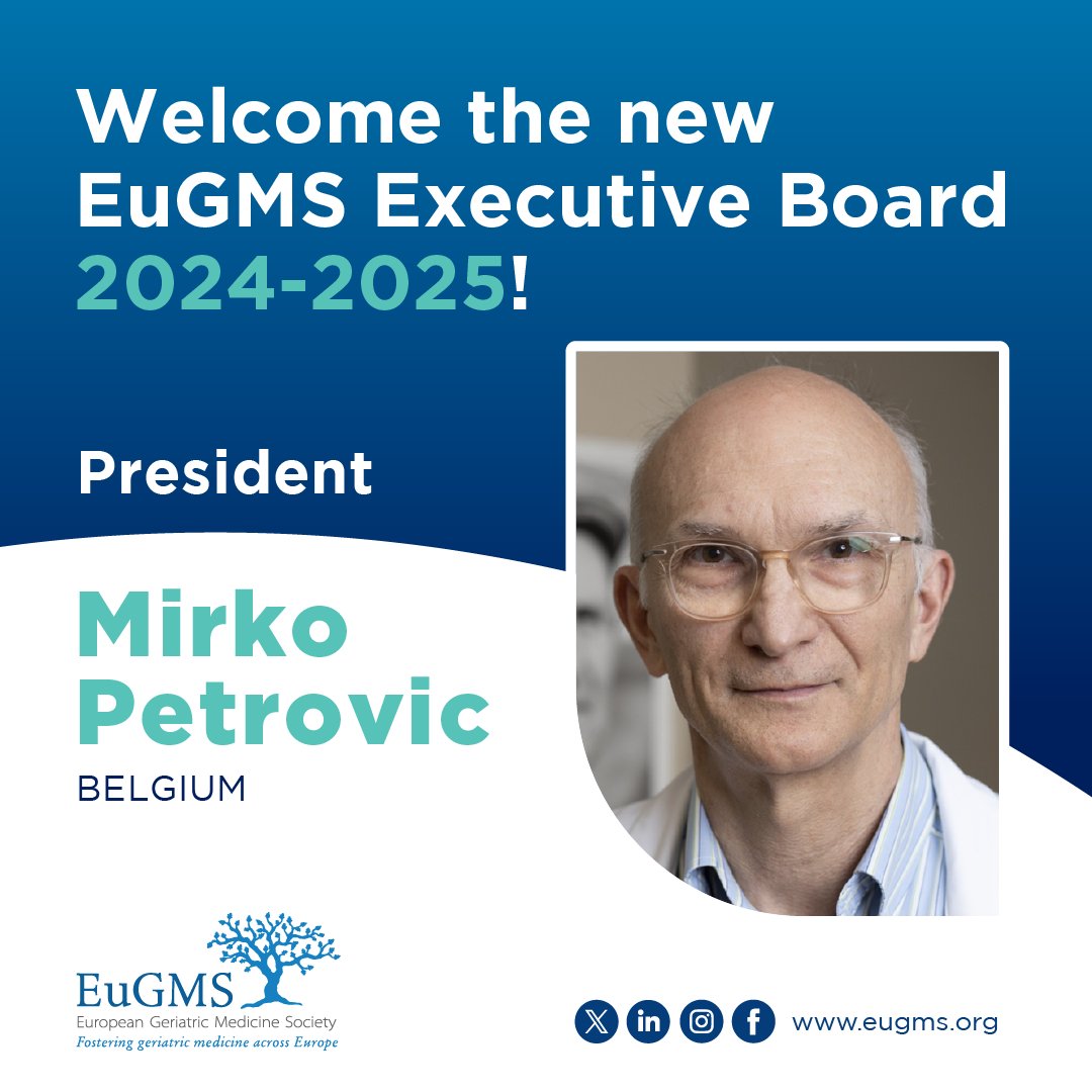 👏 Welcome our new President, Mirko Petrovic! He is committed to upholding the exemplary practices set by colleagues before him, focusing on agile leadership. Read the full Presidential Address ➡️ tinyurl.com/yc3uacd9 #EuGMS #geriatrics #olderpeople @MirkoPe41401841