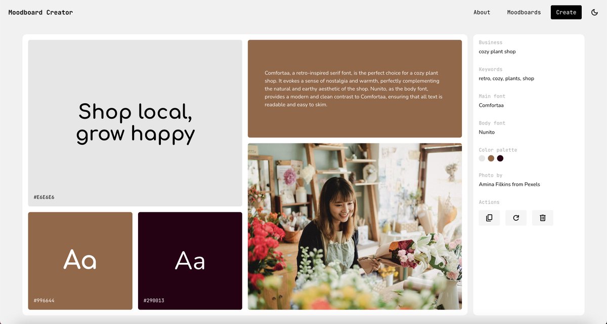 LukyVJ's tweet photo. Just discovered this website "Moodboard creator" https://t.co/zK1F0Qh3cq

Add your business description, add keywords, and click create! 🤯

Will definitely speed up some pet projects development! 🔥

Created by: 💁‍♂️ Juan Ignacio Rios https://t.co/DD53rvtcMO

#moodboard #ai https://t.co/H8VJc21Xp2