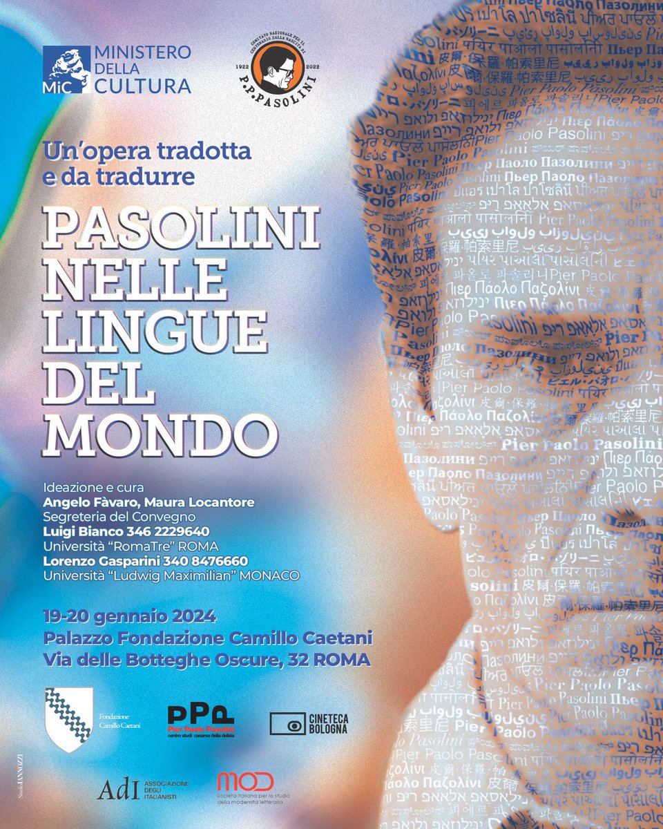 PPPasolini100's tweet photo. Un altro importantissimo convegno si terrà a Roma il prossimo 19 e 20 gennaio,  presso la Fondazione Camillo Caetani. 
“Un’opera tradotta e da tradurre. Pasolini nelle lingue del mondo” è ideato e curato dai professori @maura_locantore e #angelofavaro https://t.co/5EWxoEg68a