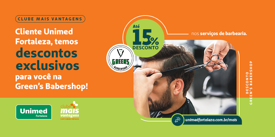 Fique estiloso e economize com a @greensbarbershop1 🧔🏻‍✂️ Serviços de qualidade e 15% de desconto para cliente Unimed Fortaleza 💚

Confira os parceiros do Clube Mais Vantagens em 🔗 unimedfortaleza.com.br/mais