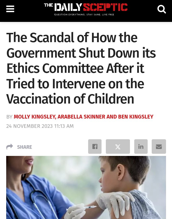 1MikeFairclough's tweet photo. Under the @Conservatives and cheered on by @UKLabour the UK Government did everything it could to get the nation's children vaccinated against Covid-19. Despite this, the vast majority of parents didn't allow it to happen.

This is possibly one of the reasons why the @covidinquiryuk has delayed its vaccine investigation until after the general election.

Covid vaccinations were not recommended by the Joint Committee on Vaccination and Immunisation (JCVI) for under-16s, a decision overridden by the chief medical officers in England, Wales, Scotland, and Northern Ireland.

Covid vaccines pose known and very serious risks. (These include potentially fatal myocarditis, pericarditis etc). Tragically, there have also been coroner confirmed deaths caused by the Covid vaccines

A child can still catch and spread Covid when vaccinated against the virus.

There is still no long-term safety data for the Covid vaccines (and at the time of the rollout, incomplete short-term and no medium-term safety data).

Healthy children are at extremely low risk of serious illness from Covid, so the risks posed by the vaccines outweigh any possible benefit for a child.

In the end, 89.4% of five to 11-year-olds did NOT receive a single Covid vaccine or booster. This is despite a multi-million pound marketing campaign directed at children and their parents. 

When Matt Hancock was Health Minister, he stated in Parliament that the Covid vaccine was for the adult population only. He said that children would not be offered the vaccine because it had not been tested on children and that children were at low risk from Covid. Despite this, he then supported the Covid vaccine rollout to children.

When Sajid Javid was Health Minister, he stated that 12 to 15 year old children would have the final say on whether or not to receive the Covid vaccine. Children were told that they were allowed to override their parents' decision. 

The government chose Pfizer, the pharmaceutical company with a long history of criminal and medical negligence, and which paid the biggest criminal fine in US history, as the company to provide the Covid vaccine for our children.

And perhaps the most controversial point is the decision by the UK Government to shut down its Ethics Committee in light of serious concerns being raised about the rollout to children. 

https://t.co/tcbk9Gq1a0