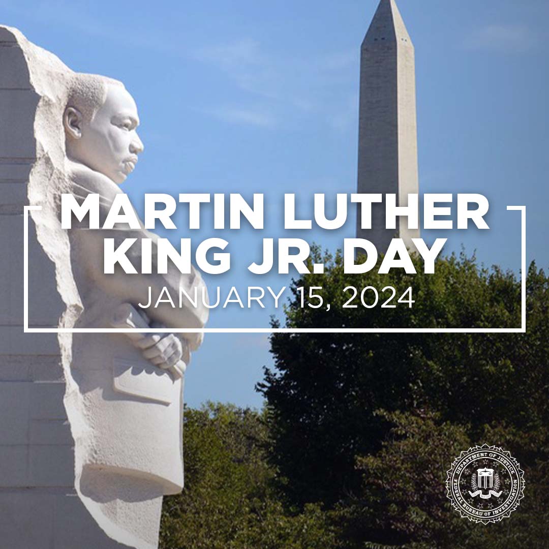 This #MLKDay, the #FBI honors one of the most prominent leaders of the Civil Rights movement and reaffirms its commitment to Dr. King’s legacy of fairness and equal justice for all.