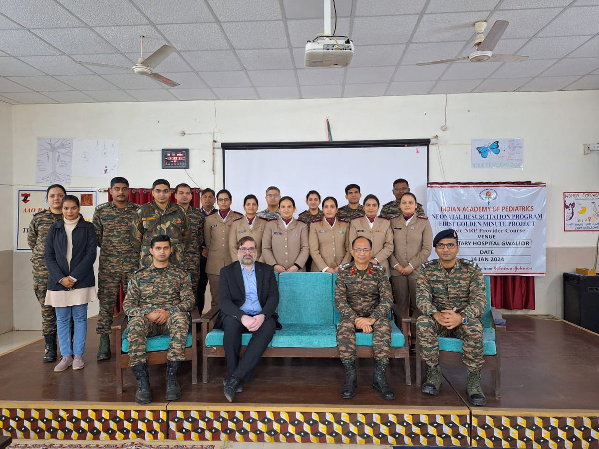 dgafms_mod's tweet photo. #FirstGoldenMinute
(FGM)
Military Hospital Gwalior and Indian Academy of
Paediatrics (IAP) conducted IAP FGM Basic Neonatal Resuscitation training for Medical and Nursing Officers under First Golden Minute Project.
#Touching Hearts
Saving Lives
#Team MH GWALIOR
@adgpi
@modspokesperson