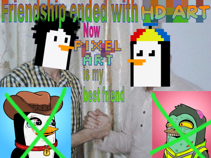 🖼️OG projects deserve OG art🖼️
Pesky Penguins is now enforcing Pixel art on-chain. 

No more swapping back and forth.
No more confusion.
Just OG Pixel Art.

This bull run, make sure your bags are loaded with the OGs who never quit. 🚀🌔