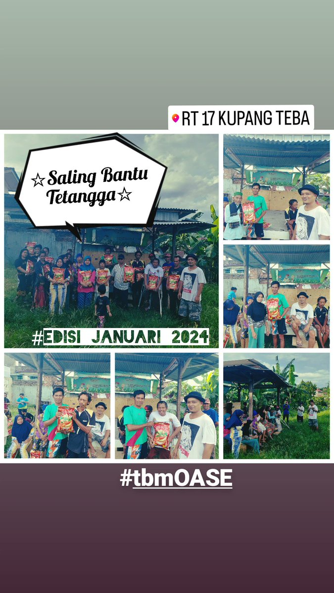 RT17_KupangTeba's tweet photo. ☆Saling Bantu Tetangga☆
#edisi_Januari_2024

Program sosial berbagi beras untuk tetangga sekitar dari seorang Donatur yang rendah hati.

Senin, 15 Januari 2024

#RT17KupangTeba
#TbmOase
#SalingBantuTetangga
#Gurru
#GuyubRagomRukun https://t.co/xJTO4VVPHc