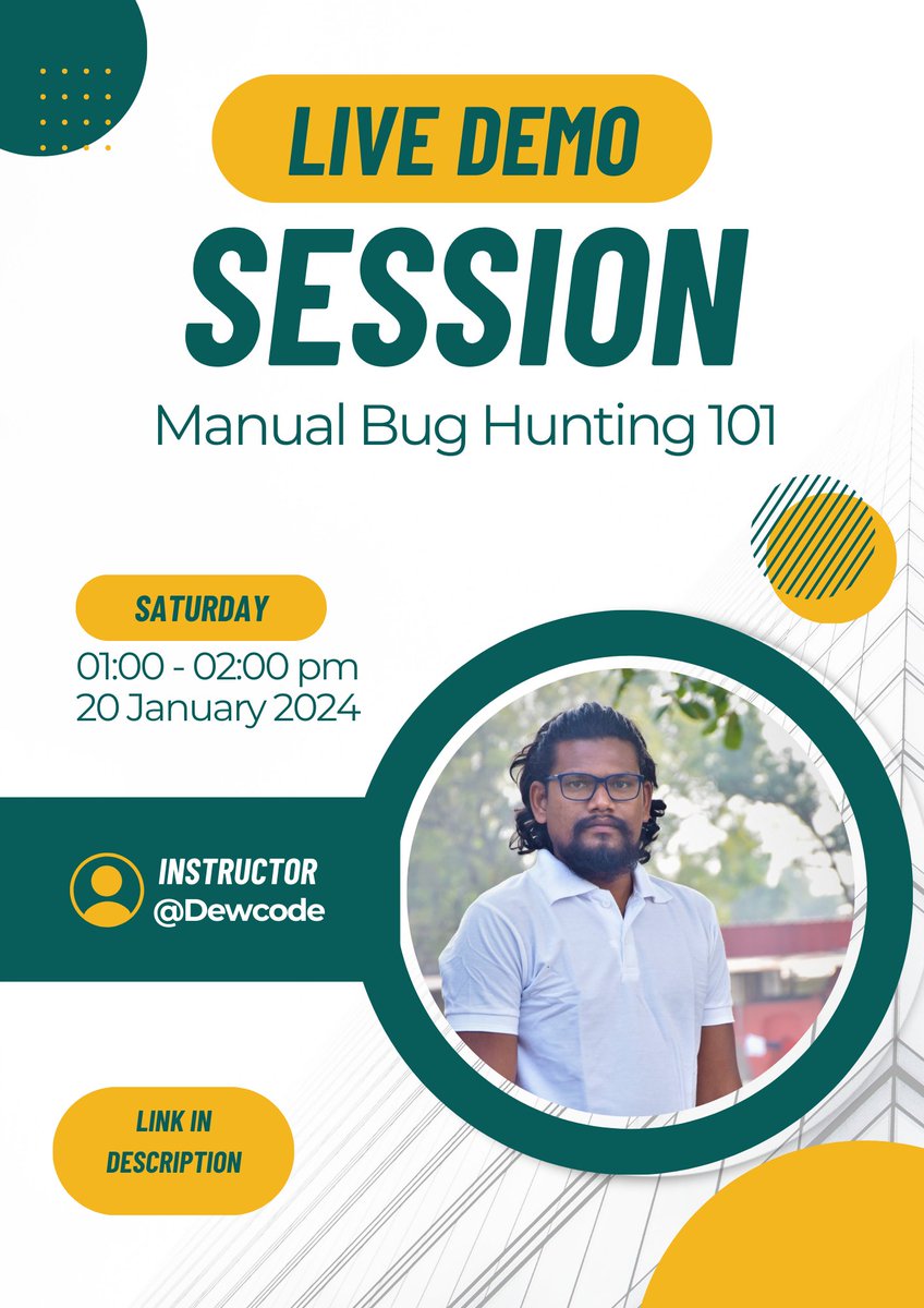 dewcode91's tweet image. Not able to find bugs! New in bug bounties? Join our exclusive LIVE DEMO SESSION and get hands-on with essential manual bug hunting techniques! #bugbounty 
docs.google.com/forms/d/e/1FAI…