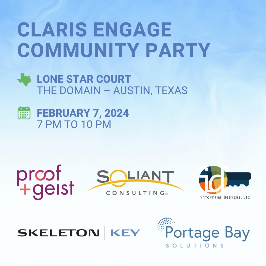 soliantconsult's tweet image. #ClarisEngage is only 3 weeks away! 
We're excited to see so many community members in one place and are sponsoring a party with other Claris partners. 
The event is free, but space is limited. Learn more and RSVP here: engage2024-party.paperform.co
We hope to see you there!