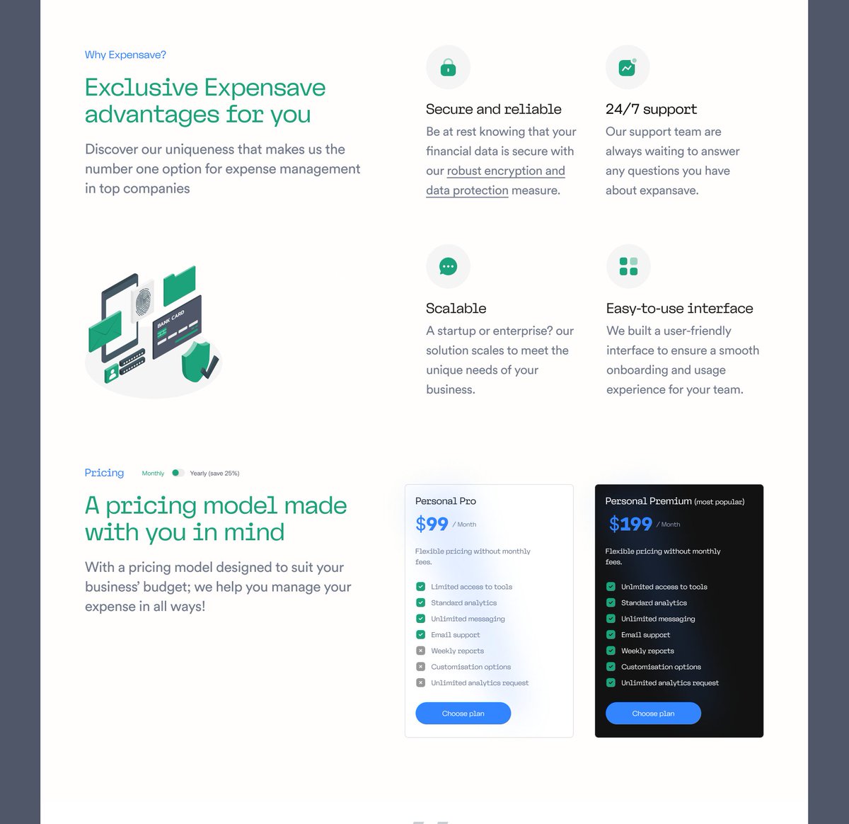 deji_io's tweet photo. My first project for 2024 is a landing page for Expansave, a #SaaS  solution for real-time expense tracking and management for businesses.😮‍💨🪄 https://t.co/x9sNuvUzcW