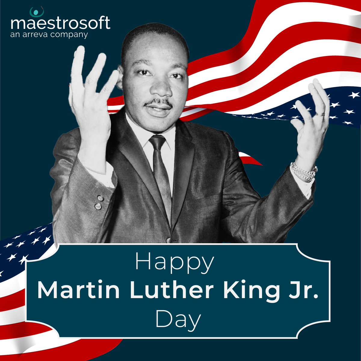 MaestroSoftware's tweet photo. Happy Martin Luther King Jr. Day from the team at MaestroSoft.

#MKL #MaestroSoft #Arreva https://t.co/PeLCNoylUz