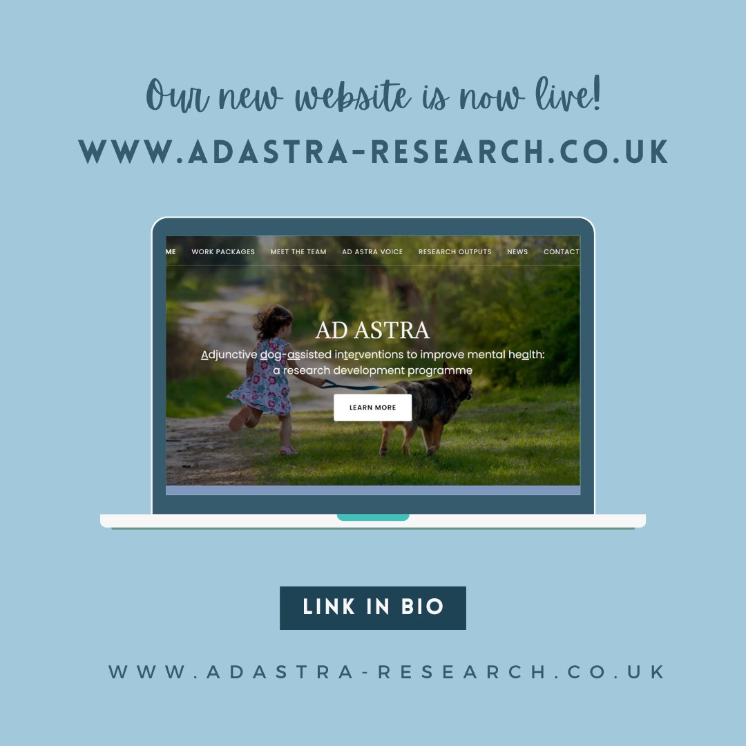 AD_ASTRA_Study's tweet photo. We are very excited to announce the launch of our new website! 🚨🐾

Check out https://t.co/7WMZEfmhlZ for information, updates and how to get in touch! 💫

@emilyshoesmith @ElenaRatschen @Hall_S_Sophie @Jenny_Riga @HumanAnimalYork @MHARG_york https://t.co/lfjNmNjVkZ