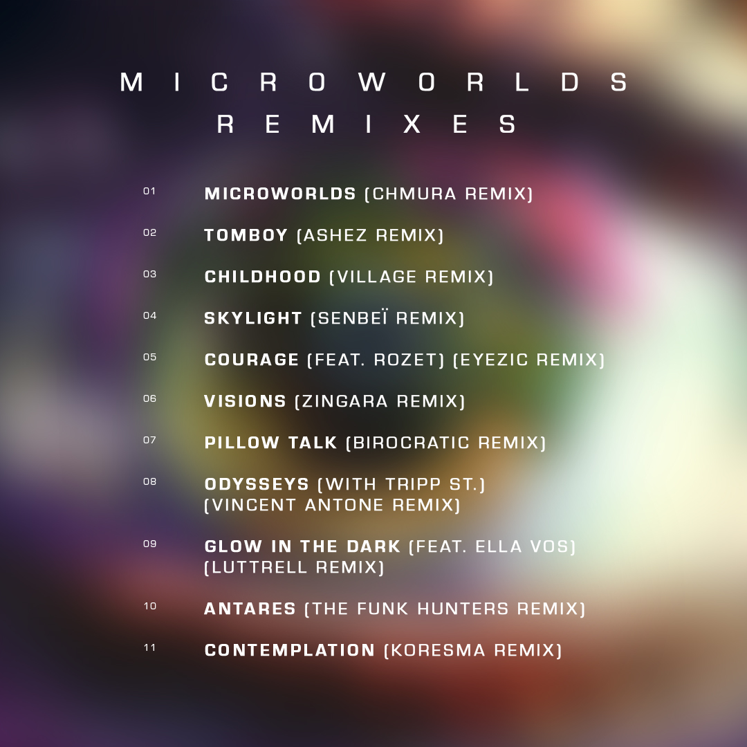 Some of my favorite artists remixed my album 'Microworlds' and they did such an incredible job!!! Super stoked for the release this Friday!! 💜🔬🌎 pre-save: odyzeymusic.lnk.to/MicroworldsRem…