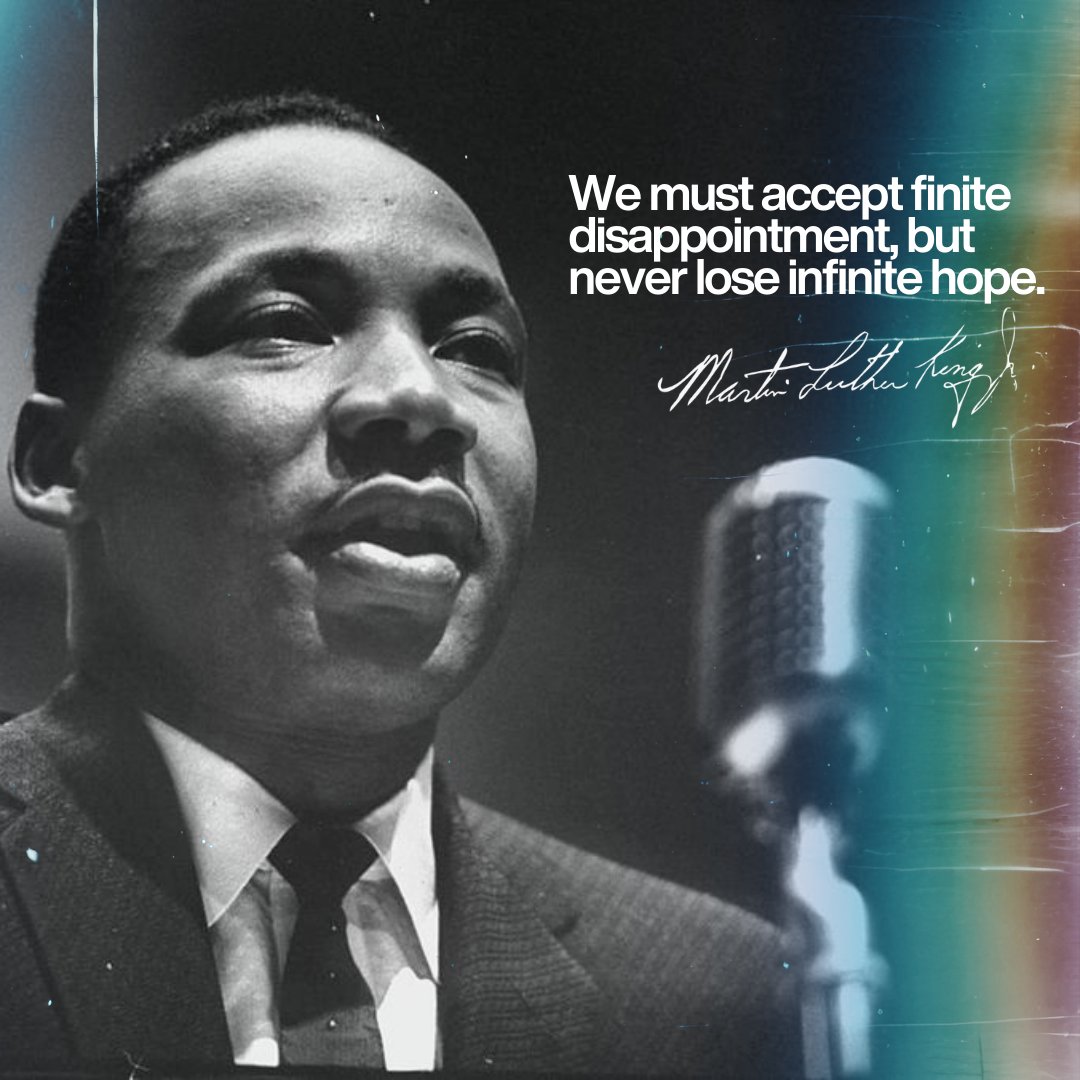 Infinite hope, even in the face of finite disappointments. Let Martin Luther King Jr.'s words remind us to embrace hope's resilience. #MartinLutherKingJr #InfiniteHope #Inspiration