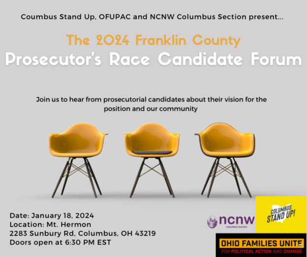 ohfaircourts's tweet photo. 🗣️ Come out this Thurs, January 18 at 6:30 pm for the 2024 Franklin County Prosecutor's Race Candidate Forum. This is a great opportunity to hear from your next prosecutor on the role &amp; issues facing your community!

Moderator: Rodney Dunigan, Anchor, @wsyx6

#LocalRacesMatter https://t.co/OAxcX2Vz3M