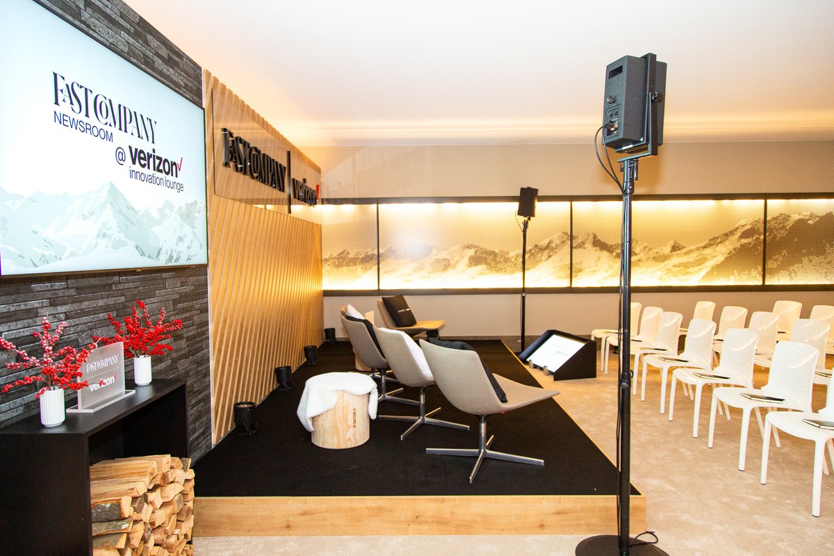 FastCompanyLive's tweet photo. Are you at #WEF24 in Davos? Stop by our newsroom at @Verizon Innovation Lounge!
From 1/16–/18, we're hosting a series of intimate conversations with a fantastic lineup of speakers.
Full agenda: https://t.co/w6ghtad68d https://t.co/BYLWZyUGwp