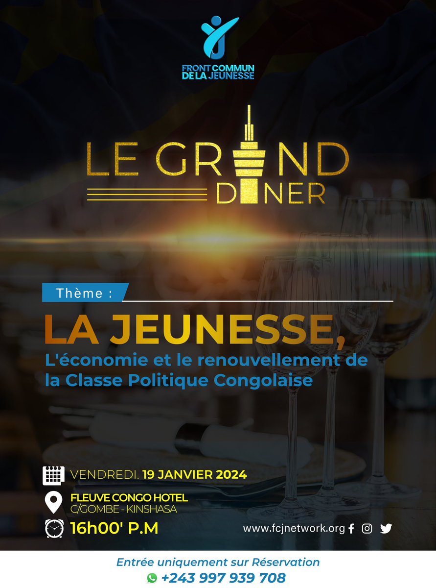 Save the date.
Le rendez-vous est pris.
Réservez votre invitation.
Places très limitées.
<a href="/leParrainRDC/">𝐥𝐞 𝐏𝐚𝐫𝐫𝐚𝐢𝐧</a> <a href="/kakese_leon/">Leon KAKESE</a> <a href="/TinaSalama2/">Tina Salama</a> <a href="/fatshi13/">Félix A. Tshisekedi</a> <a href="/KatangaCynthia/">Cynthia Katanga,MBA</a> <a href="/eunice_loba/">#Carter *loba_eunice</a> <a href="/DeniseNyakeru/">Denise NYAKERU TSHISEKEDI</a>