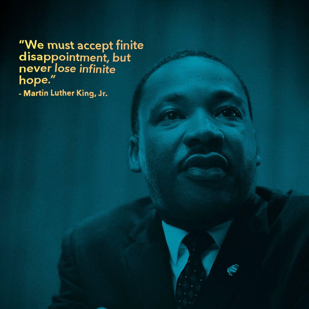 Dr. Martin Luther King Jr.'s timeless words resonate with enduring strength and inspire us to persist in the face of challenges. On this #MLKDay, let us reflect on his wisdom and commit to a future built on hope, equality, and justice. #MartinLutherKingJr #InfiniteHope