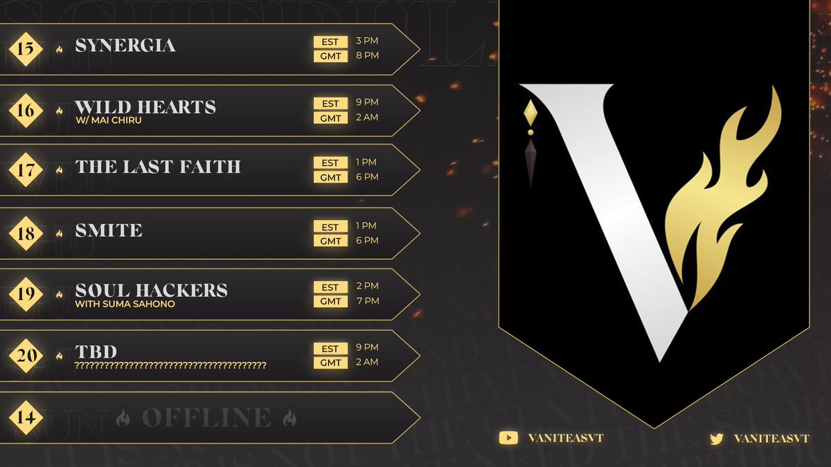 VaniteasVT's tweet image. We all over the place this week‼️
Depending on how far we are in some games will decide our TBD~~🦈🔥
Live:#EmberVision
Art:#Vanarts
YOU:#PyroManiacs