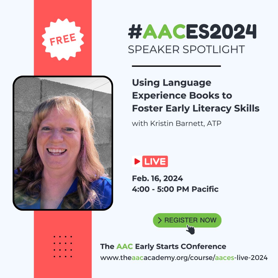 klbwick's tweet photo. Please join me for this free session where I share how parents, teachers and SLPs can have fun while fostering early literacy skills for AAC users! #AACES2024 https://t.co/JEggy6QJmk https://t.co/LcZZUNJ8Fd
