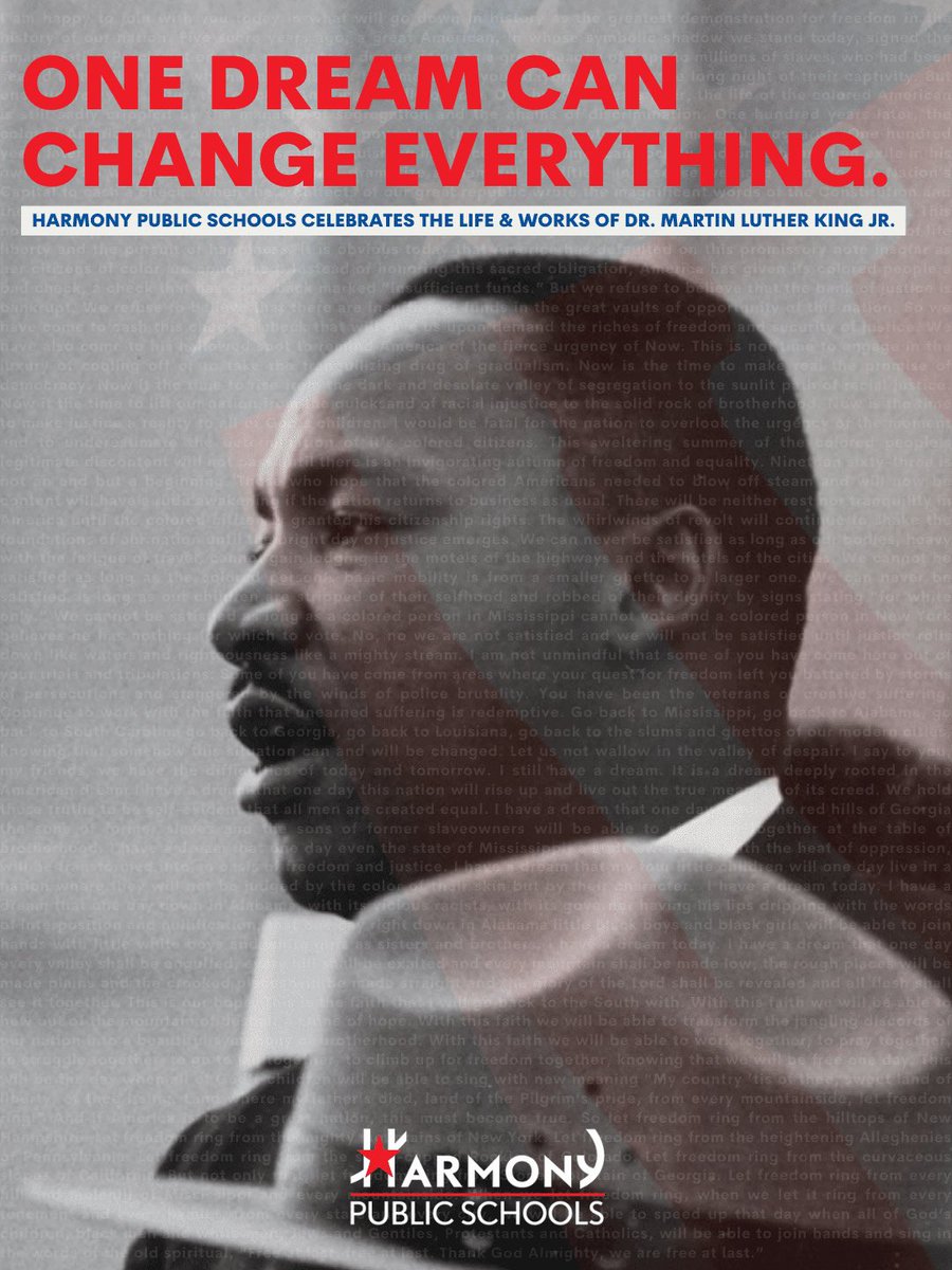 maltindag7349's tweet photo. Honoring the legacy of Dr. Martin Luther King Jr., a beacon of hope. Let's continue to strive for justice, unity, and education for all. Grateful to be part of Harmony Public Schools Central Texas, fostering an inclusive environment. #MLKDay #HarmonyPublicSchools https://t.co/dHUOxHnaxy