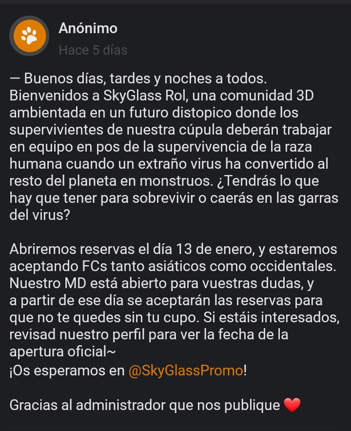 NEWHORIZONSRP's tweet photo. ㅤ
🌱 ; @SkyGlassPromo los invita a su rol con temática de futuro distopico. Interesades, pasen a leer. 
ㅤ https://t.co/bhGMXIfjxd