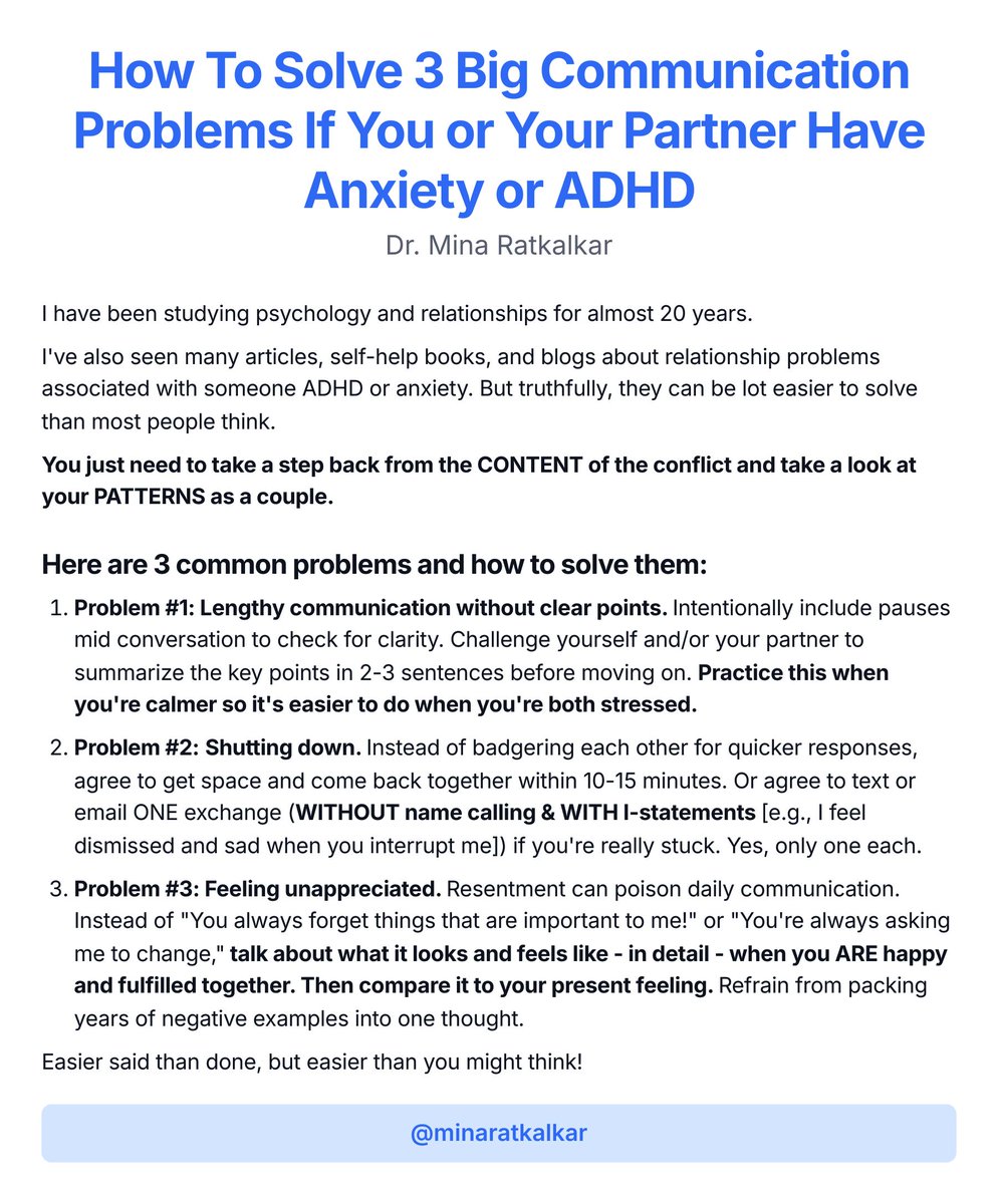How To Solve 3 Big Communication Problems If You or Your Partner Have Anxiety or ADHD