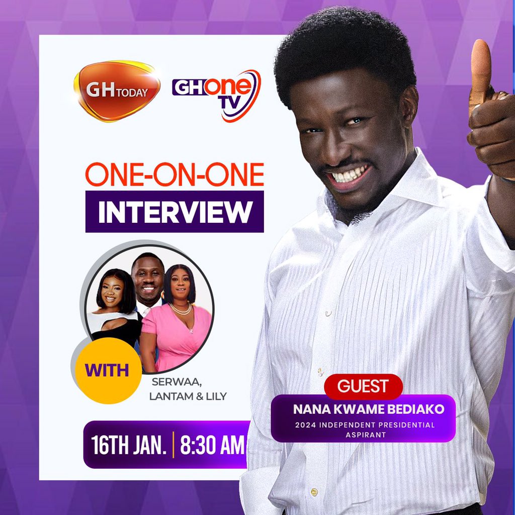 Iam_McSouL's tweet photo. Tomorrow, one-on-one with the face of The New Force himself... @iamfreedom 

Nana Kwame Bediako (Freedom Jacob Caesar), live on #GHToday on #GHOneTV.

#TheNewForce #TheHope #NKBforPresident https://t.co/3ivmGMB11U