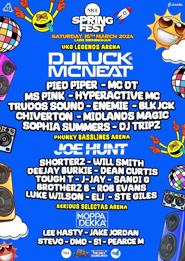 NICE - Underground // Spring Fest. 🌞 🎪 The lineup is announced for NICE’s return to LAB11 this spring! 🔥 33 artists. 3 arenas. Festival level production. UKG classics & feel good anthems! 🔊 Tickets already selling quickly 👉 skiddle.com/whats-on/Birmi… #UKGarage #LAB11