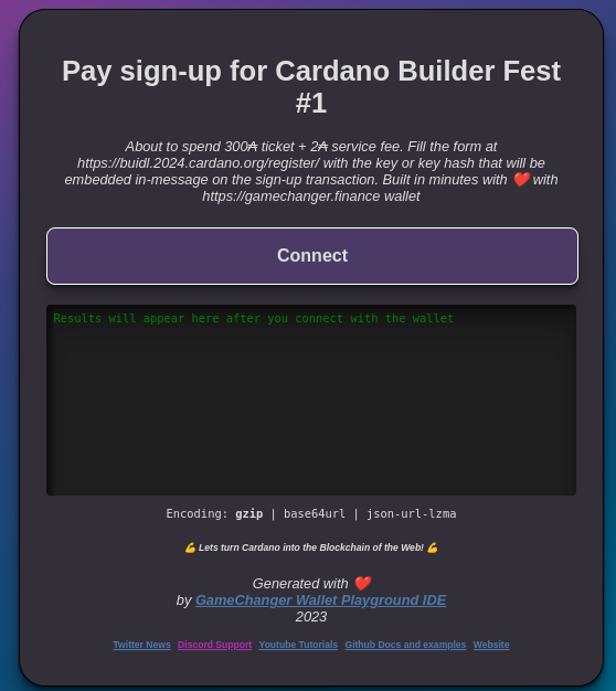 @adatainment @Cardano @X 3/3) Finally, you can do 1-click #dapp generation out of this code in #GameChangerWallet IDE, so this would be the final dapp deployed on @IPFS :

ipfs.io/ipfs/bafkreiha…