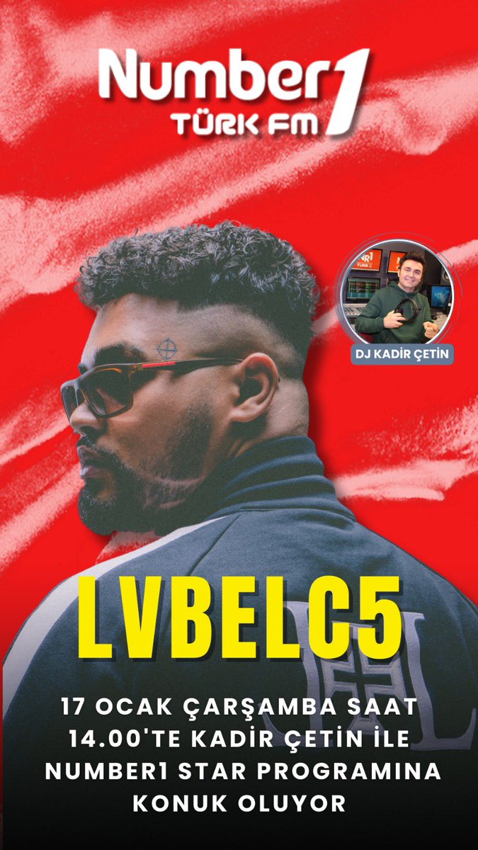 djkadircetin's tweet photo. 17 Ocak çarşamba saat 14:00’te @lvbeIc5  Number1 Türk Fm’de canlı yayında konuğum oluyor🎙️
@emimusicturkey https://t.co/M8KrawaBSH