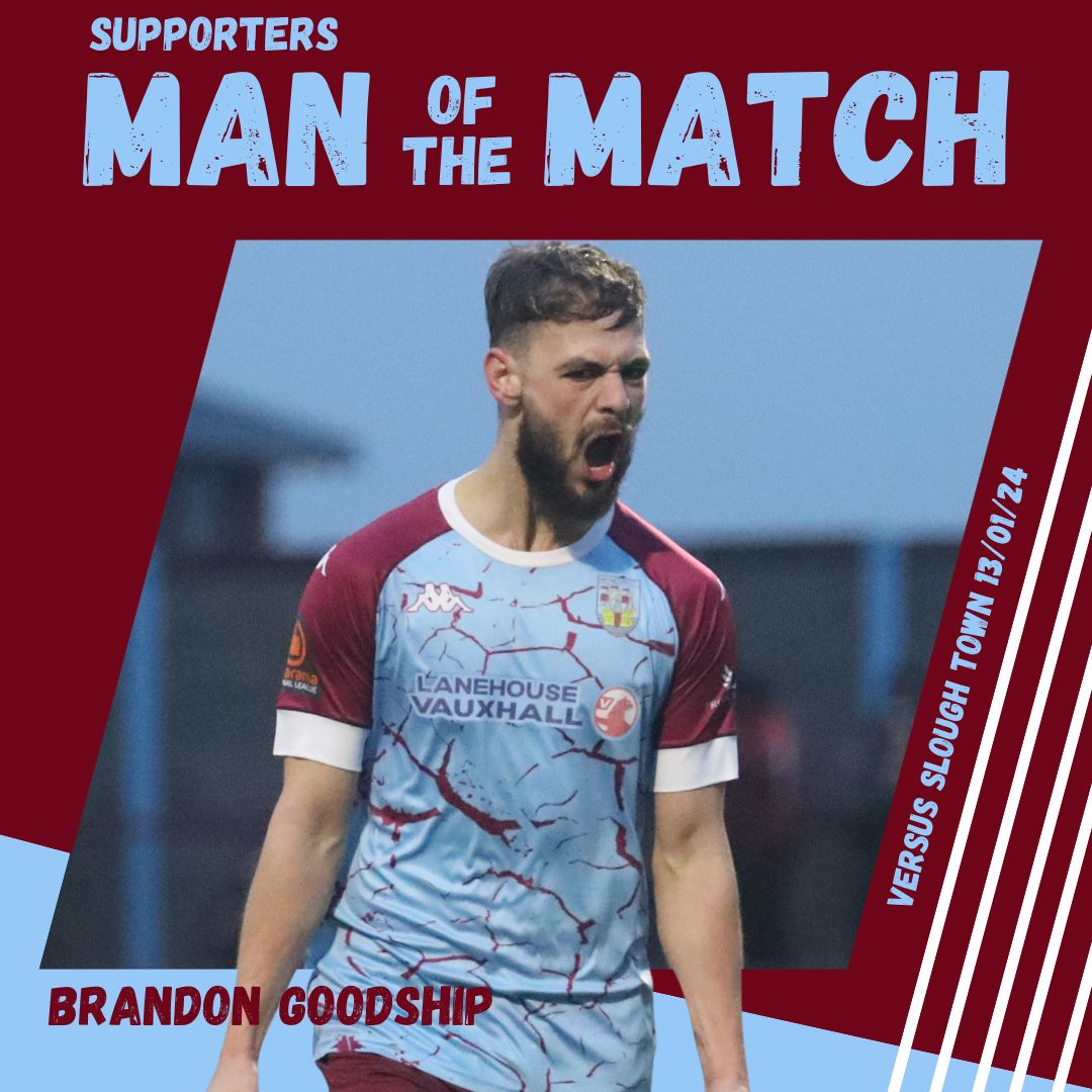 theterras's tweet photo. Brandon Goodship has been voted (just) as Supporters Man of the Match after our game against Slough Town on Saturday afternoon. https://t.co/Jm4mW6JQPc